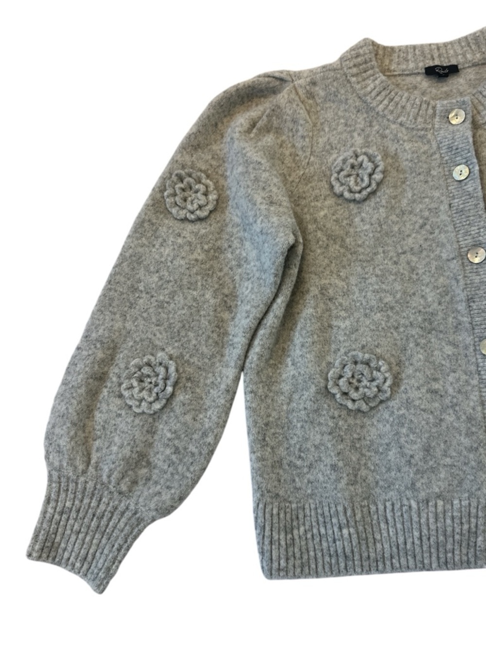Rails Francesca 3D Floral Wool Cardigan in Heather Gray - Picture 7 of 13